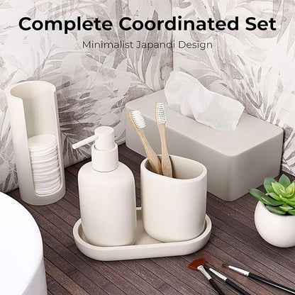 EVIDECO French Home Goods Minimalist Beige Cotton Pad Holder - Bathroom Vanity Organizer for Makeup Rounds - Japandi Collection