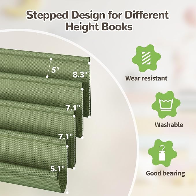 ELYKEN Toddler Bookshelf for Kids Rooms, Nursery Book Shelves with Open Forward Display, Montessori Book shelf for Baby Room, Small Children Classroom Books Rack Storage, Reading Corner for Kid, Green