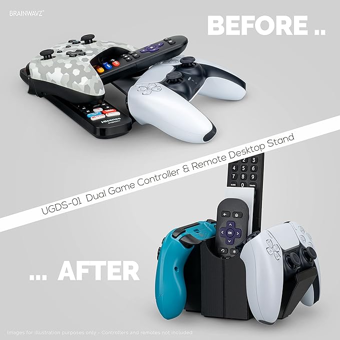 Dual Game Controller & Storage Desktop Holder, Universal Design for Xbox ONE PS5 PS4 PC Gamepads, Reduce Clutter, UGDS-01 by Brainwavz