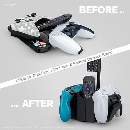 Dual Game Controller & Storage Desktop Holder, Universal Design for Xbox ONE PS5 PS4 PC Gamepads, Reduce Clutter, UGDS-01 by Brainwavz