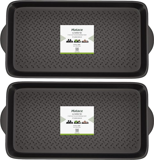 Matace 2 Pack Rubber Small Boot Tray for Entryway,Boot Mat,Shoe Tray,Shoe Mat for Indoor and Outdoor Use, 27.95"x 15.74" (Pack of 2)