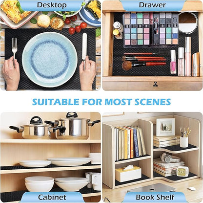 Drawer Liners, Waterproof Shelf Liner, Anti-Slip Non-Adhesive BPA Free Kitchen Cupboard Cabinet Liner Refridge Fridge Mats Sink Protector Strong Durable for Home (Black/23.6in x 20Ft)