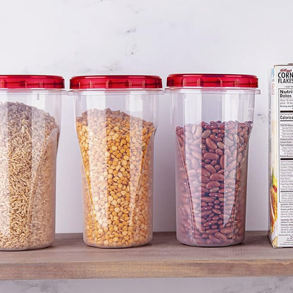 PLASTICPRO 48 Ounce Twist Top Deli Containers Clear bottom With Red Top Twist on Lids Reusable, Stackable, Food Storage Freezer Container Pack of 4