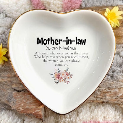 Wedding Ring Dish Jewelry Trinket Tray for Mother-in-law,Bridesmaid,Mother of the Bride/Groom-Engagement,Bridal Shower,Bachelorette Gifts for Couples,Mr. Mrs. (Mother-in-law 1)