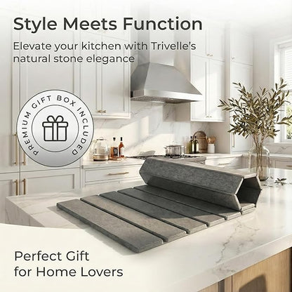 Quick Drying Large Stone Drying Mat for Kitchen Counter, Collapsible Dish Drying Rack, Diatomaceous Earth Dish Drying Mat, Durable Drying Stone, Practical Dish Drying Mats