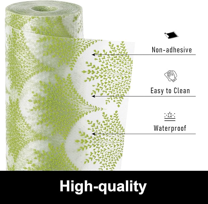 Cooyes Shelf Liners for Kitchen Cabinets, Refrigerator Liners Waterproof & Oil-Proof Kitchen Cupboard Liner Drawer Mats EVA Material Non Adhesive Fridge Liner for Shelves（17.5" W x 78.7" L）