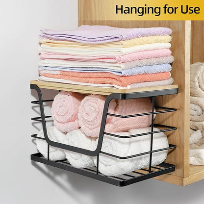 ALOCEO 3 Pack Stackable Storage Bins with Lids, Stainless Steel Trash Bag Dispenser Roll Holder for for Kitchen Sink, Laundry, Pantry Organizer and Storage