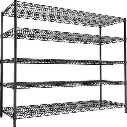 REIBII 55.5" W Storage Shelves 3200LBS Metal Shelving 5 Tier Wire Shelving Unit Garage Shelving Heavy Duty Metal Shelves for Storage Rack Commercial Adjustable Pantry Shelf, 55.5" W X 18''D X 71" H