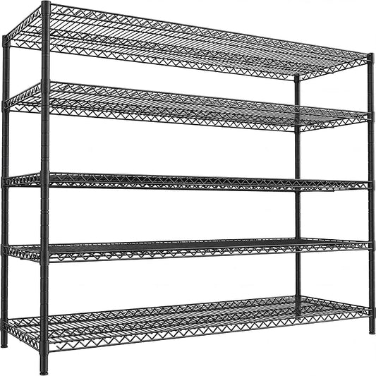 REIBII 55.5" W Storage Shelves 3200LBS Metal Shelving 5 Tier Wire Shelving Unit Garage Shelving Heavy Duty Metal Shelves for Storage Rack Commercial Adjustable Pantry Shelf, 55.5" W X 18''D X 71" H
