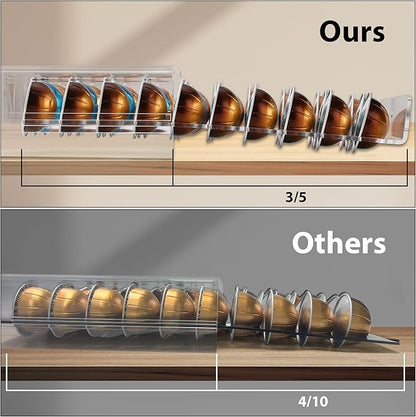 ZhiYo-Life Clear Acrylic Coffee Pod Drawer for Nespresso Vertuo 40 Pod Double Sided Pull Out Organizer