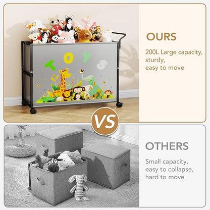 BBLIKE Toy Box for Kids - 200L Extra Large Toy Chest Storage with Wheels for Boys and Girls, Toy Organizer Bin for Stuffed Animals, Toy Basket for Bedroom, Nursery, Living Room, Playroom, Gray