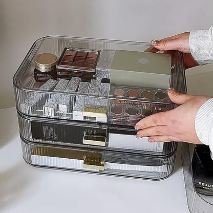 Decorcode Stackable Clear Plastic Organizer Drawer | Organize Eyeshadow Palettes, Cosmetics, and Beauty Supplies on a Vanity