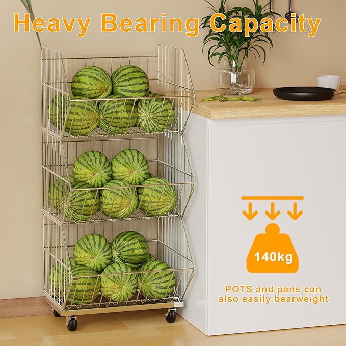 Standing Metal Shelving Unit, Removable Wire Storage Basket with Wheels, Folding Shoe Racks, Clothing Sweaters Shoes Handbags Organizer for Kitchen Garage Pantry Porch (4-Tier with Base)