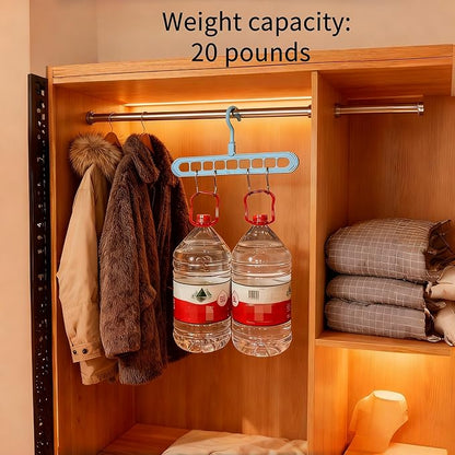 YZÉ BY YIZHE 【9-Space Saving Hangers】, 【Heavy Duty PP Plastic】 【Cascading Hanger Organizer 】 with Anti-Skid Foldable Design for Closet (Blue, 5)