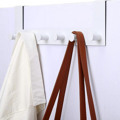WEBI Over The Door Hook,Door Hanger:Over The Door Towel Rack,6 Peg Door Hooks for Hanging,Door Coat Hanger Over The Door Coat Rack for Towels,Clothes,Behind Back of Bathroom,White,2 Packs