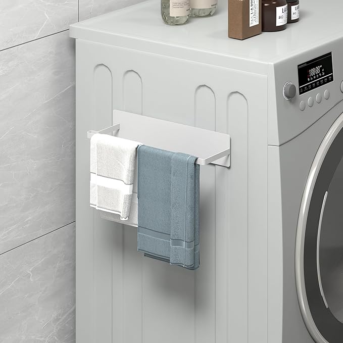 Thipoten Magnetic Hanger Organizer, 2Pack Hangers Holder for Dryer/Washing Machine, Holding up to 30 Velvet/Wire/Plastic Hangers, Perfect Space Saver for Laundry Room (2, White)