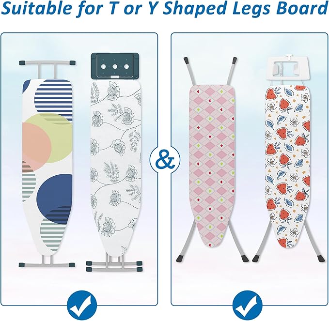efluky Ironing Board Hanger Wall Mount with Removable Hooks, Ironing Board Holder Organizer Compatible with T/Leg & Y/Leg Ironing Boards, Space Saving Laundry Room Storage, 12.59"x5.9"x2.36", White