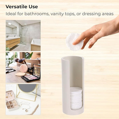 EVIDECO French Home Goods Minimalist Beige Cotton Pad Holder - Bathroom Vanity Organizer for Makeup Rounds - Japandi Collection