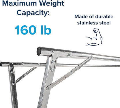 Camco Portable Clothes Drying Rack | Features 3 Horizontal Drying Rods | Extend from 60-inches to 95-inches Long to Provide Plenty of Drying Space | Light Weight Stainless Steel (51339)