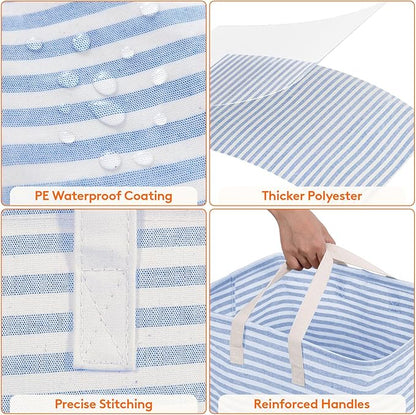 Lifewit 2 Pack Laundry Hamper Large Collapsible Laundry Baskets, Freestanding Waterproof Clothes Hamper with Easy Carry Handles in Laundry Room Bedroom Bathroom College Dorm, Grey&Blue, 2 x 80L