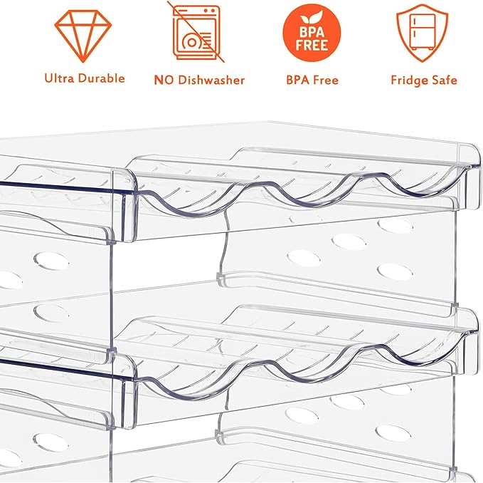 Baosia Stackable Wine Rack,Wine Bottle Holder for Inside Cabinet,for Pantry,Refrigerator,Countertop Organization-4 Tiers for 16 Bottles