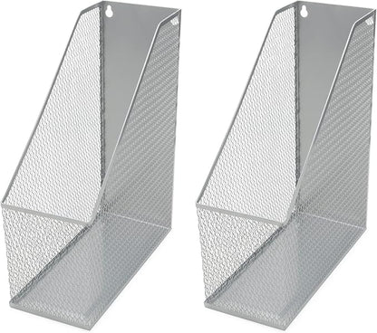 YBM HOME Mesh Steel Deluxe Magazine Rack, Extra Wide, Magazine File Holder 2258-2 (2, Silver)