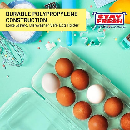 Kitchen Discovery Egg Storage Container for Refrigerator Stackable Clear Egg Container for Refrigerator Protects Against Breakage–Egg Holder for Camping, Hardboiled Egg Container Stores 10 Eggs