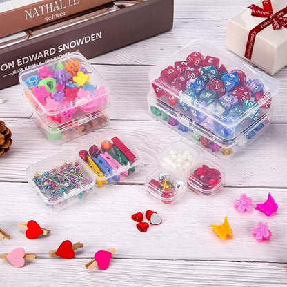 24 Packs Small Clear Plastic Beads Storage Containers Box with Hinged Lid for Storage of Small Items, Crafts, Jewelry, Hardware(2.12 x 2.12 x 0.79 Inches)