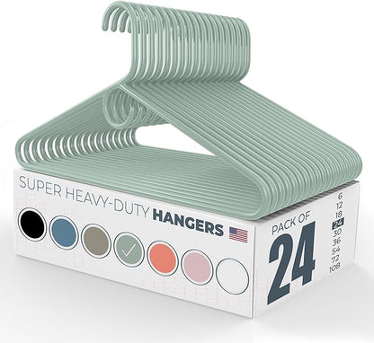 Neaties Super Heavy Duty Clothes Hangers 20 Pack (24 Count) – Made in The USA - 10lb Capacity, Thick Plastic Hangers for Pants, Coats, Jackets, Jeans and Adult Clothing – Mint