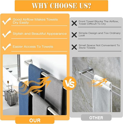 Alise Double Towel Bar,24 Inch Towel Racks for Bathroom, SUS304 Stainless Steel Towel Bar for Bathroom Wall,Quick Drying Bathroom Towel Holder Bath Towel Hanger,Brushed Nickel