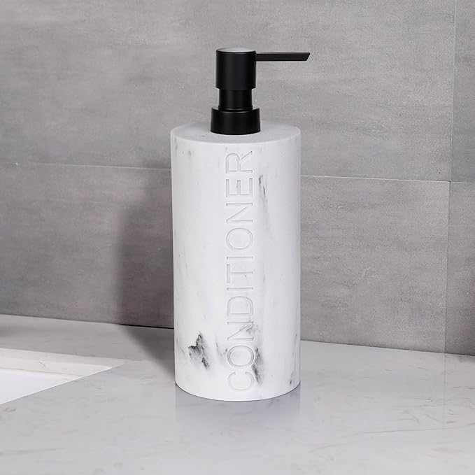 Indecor Home Conditioner Dispenser – Luxurious Refillable Pump Bottle with Embossed Text, Durable Construction for Bathroom and Kitchen
