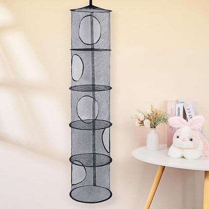 Basumee Stuffed Animals Net or Hammock 2 Pcs Stuffed Animals Storage Toy Net Hammock for Plushies Storage Organizer Mesh Kids Girls Room Decor, Black, 5 Tiers