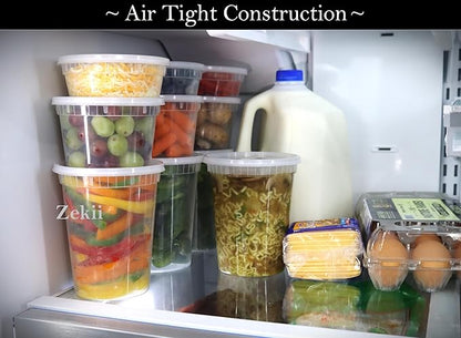 Zekii EXTRA THICK Deli Containers with Lids, [48Sets 8oz] Soup Containers w/Lids Airtight, Disposable, BPA Free, Takeout soup Cups, Meal Prep, Food Storage Containers with Measurements