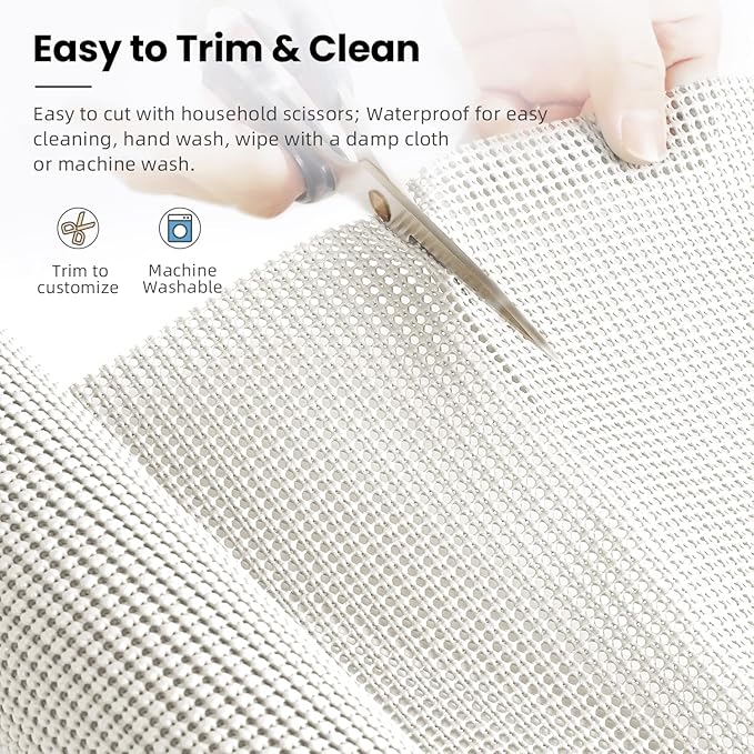 BAGAIL Drawer and Shelf Liner, 12 in X 20 Ft Non-Adhesive Shelf Liners for Kitchen Cabinets, Thick Strong Grip Liners for Desk, Shelves, Bathroom Drawers, Cabinet Protection - White