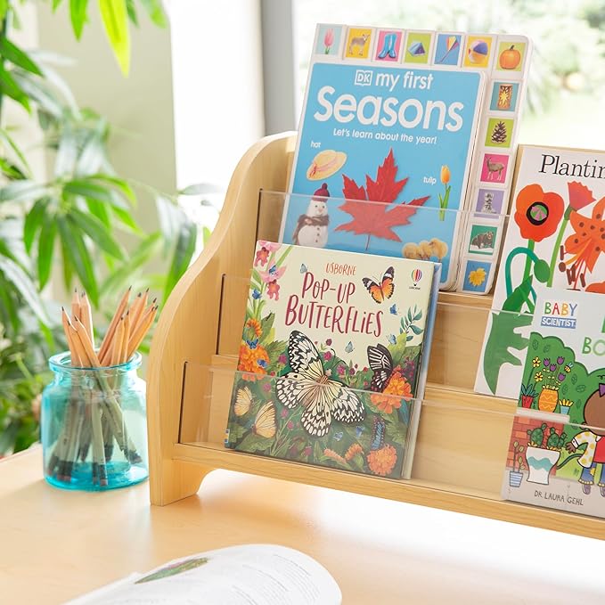 Guidecraft Tabletop Book Display: Book Shelf Display Rack for Kids Room
