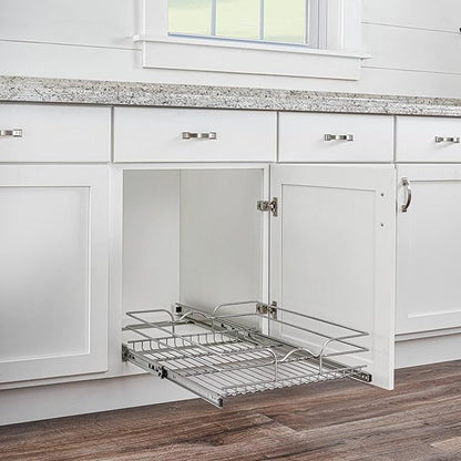 Rev-A-Shelf Kitchen Cabinet Pullout Shelf and Drawer Organizer Slide Out Pantry Storage Basket in Multiple Sizes, 18 x 22 In, 5WB1-1822CR-1