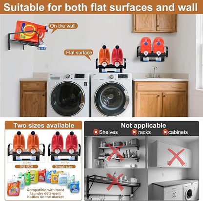 Liquid Laundry Detergent Holder,laundry room hacks,Laundry Detergent Dispenser,Hanging Laundry Station Storage Laundry Detergent Stand-Laundry Room Wall-Washing Machine (Small-Black)