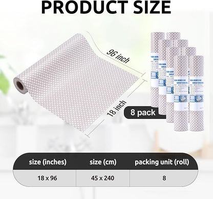 RAY STAR 18X96 Inch Shelf Liner for Kitchen Cabinets, Non-Adhesive Cabinet Liner Washable, PVC Drawer Liner for Dresser Non-Slip Bathroom (Circle)(8 Roll)