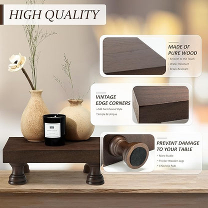 EOSAHR Decorative Wood Riser for Room Decor : Modern Farmhouse Pedestal Stand For Display Your Home Decoration and Soap Stand - Retro Wooden Tray for Bathroom and Kitchen Counter Decor (Rustic Brown)