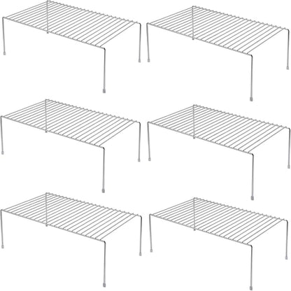iPEGTOP Set of 6 Kitchen Cabinet Shelf Organizer, Medium (13 x 9.4 Inch) Bathroom Cabinet Organization Wire Shelf Rack, Rustproof Storage Space Saver Shelves for Countertops Pantries Utensils