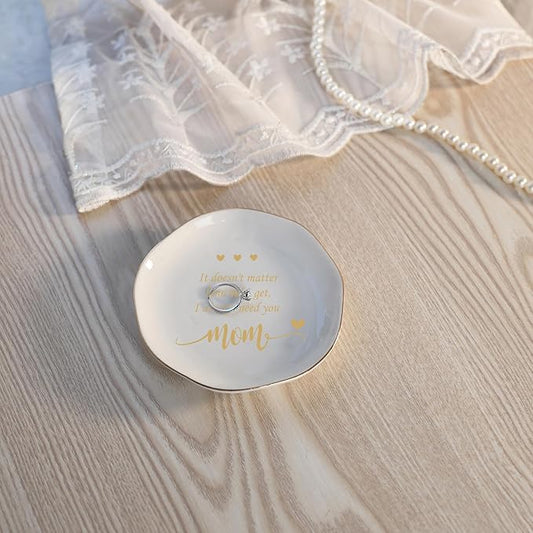 HOME SMILE Mom Ring Dish Jewery Tray-Christmas Mother Day Valentines Birthday Gifts for Mother-No Matter How Old I Get,I Always Need you-Stocking Stuffers for Mom Under 10