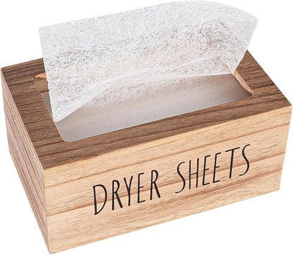 zoocatia Laundry Room Decor Dryer Sheet Container Wood Detergent Dispenser Organization and Storage Box Holder for Laundry Pods, Dryer Balls, Brown