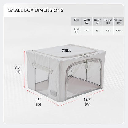 Periea Oxford Cloth Steel Frame Storage Boxes - Under-Bed or in Closet - Pack of 2 Small Organizers (Polka Dot)