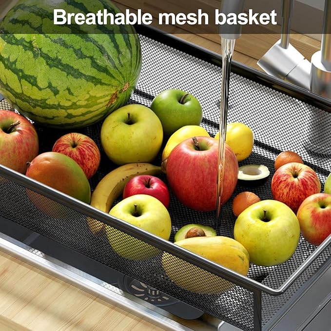 Fruit Vegetable Storage Basket,5 Tier Kitchen Storage Cart with 360 Degree Wheels, Fruit Vegetable Produce Basket Storage Organizer Stackable Metal Mesh Storage Basket for Kitchen, Pantry,