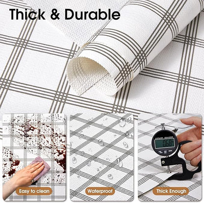 Beautysaid Shelf and Drawer Liner for Kitchen Cabinet, Non Adhesive Non Slip Shelf Paper Waterproof Washable Thickened for Dresser Pantry Shelve Bathroom Protector Liner(Plaid,23.6 in x 30 FT)