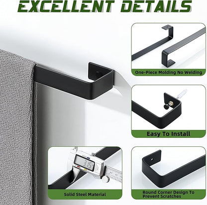 Alise Bath Hand Towel Holder Black Towel Bar for Bathroom Wall Mount,SUS304 Stainless Steel Towel Rack for Bathroom and Lavatory,Kitchen,12'' Towel Hanger Towel Rail