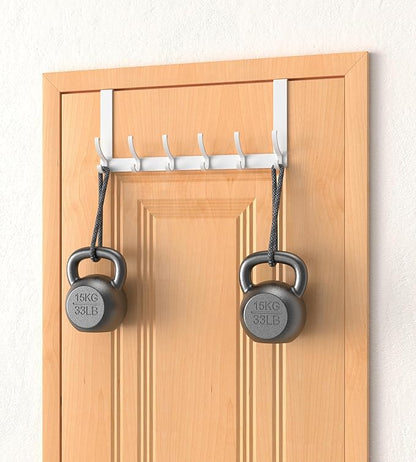 CHAUNCEY HOME Over The Door Hooks Hanger with 7" Arms, Door Hooks for Hanging, Fit 1 3/4" Door, Tool-Free Assembly, F7U, Towel Racks Organizer Holder for Bathroom - White
