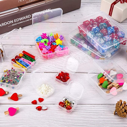 SATINIOR 24 Packs Small Clear Plastic Beads Storage Containers Box with Hinged Lid for Storage of Small Items, Crafts, Jewelry, Hardware (3.5 x 2.4 x 1.2 Inches)