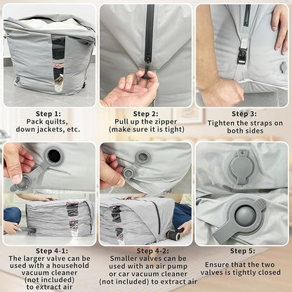 YEEKORO Vacuum Storage Bags for Home, Professional IP67 Waterproof Reusable Vacuum Compression Bags for comforter and Clothing, Large Vacuum Seal Bag for Bedding (2 Pack, No Pump)