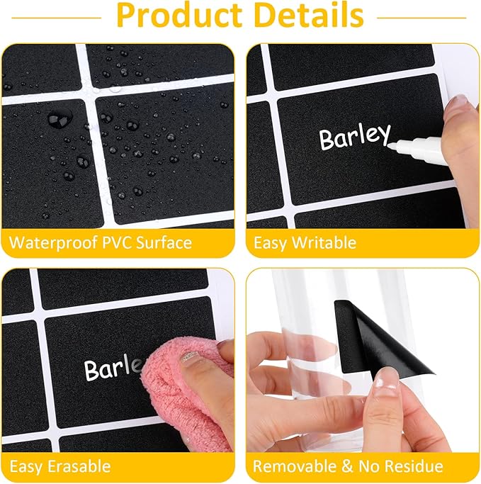 230 Pcs Labels for Jars, 2 Size Waterproof Chalkboard Labels for Food Containers, Storage Bins, Mason Jars, Reusable Blackboard Stickers with 1 Erasable Chalk Marker (Rectangle)